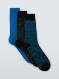 John Lewis Premium Socks, Pack of 3, Blue/Multi