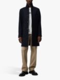 J.Lindeberg Holger Melton Wool Blend Coat, Navy