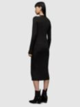 AllSaints Chara Sparkle Jersey Midi Dress, Black