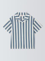 John Lewis ANYDAY Baby Stripe Short Sleeve Shirt, Blue
