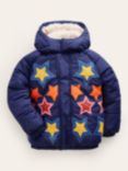 Mini Boden Kids' Stars Applique Coat, College Navy