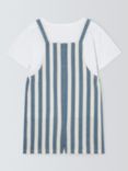 John Lewis ANYDAY Baby Cotton T-Shirt and Linen Blend Stripe Dungarees