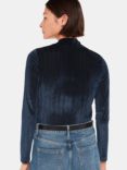 Whistles Velvet High Neck Top, Navy