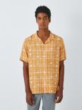 Kin Check LENZING™ ECOVERO™ VISCOSE Revere Collar Short Sleeve Shirt, Spruce Yellow