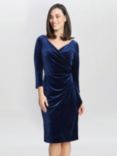 Gina Bacconi Zoe Velvet Wrap Dress, Navy