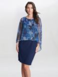 Gina Bacconi Brenya Popover Dress, Navy/Silver