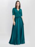 Gina Bacconi Luna Satin Skirt Maxi Dress, Emerald