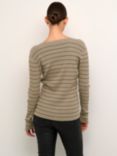 KAFFE Ellen Rib Cardigan, Brindle/Black Stripe, Brindle/Black Stripe