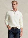 Polo Ralph Lauren Wool Blend Cable Knit Quarter Zip Jumper, Andover Cream