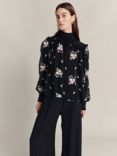 Ghost Josie Embroidered Blouse, Black Poppy