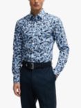 BOSS H-Hank Kent Floral Print Long Sleeve Shirt, Light/Pastel Blue