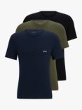 BOSS Regular Fit T-Shirt, Pack of 3, Black/Khaki/Navy