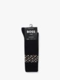 HUGO BOSS BOSS Plain & Geometric Pattern Cotton Blend Socks, Pack of 2, Black/Multi