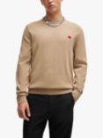 HUGO San Cassius Crew Neck Jumper, Beige