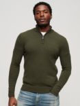 Superdry Essential Embroidered Knit Henley Jumper, Spruce Green