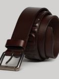 Superdry Vintage Branded Belt, Deep Brown Embossed