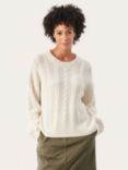 Part Two Florcita Cable Knit Wool Blend Jumper, Whitecap Grey