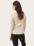 Part Two Feride Rib Knit Collared Top, Cream