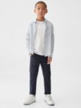 Mango Kids' Miguel Slim Fit Check Shirt, White/Blue