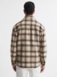 Reiss Mack Wool Blend Brushed Check Overshirt, Oatmeal