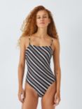 John Lewis ANYDAY Diagonal Stripe Swimsuit, Black/White
