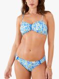 Accessorize Retro Tiled Bikini Top, Blue/Multi