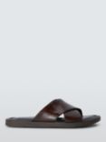 John Lewis Leather Cross Strap Sandals, Brown