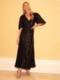 Ro&Zo Cluster Sequin Evora Midi Dress, Black