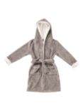 Chelsea Peers Kids' Fluffy Hooded Dressing Gown, Grey