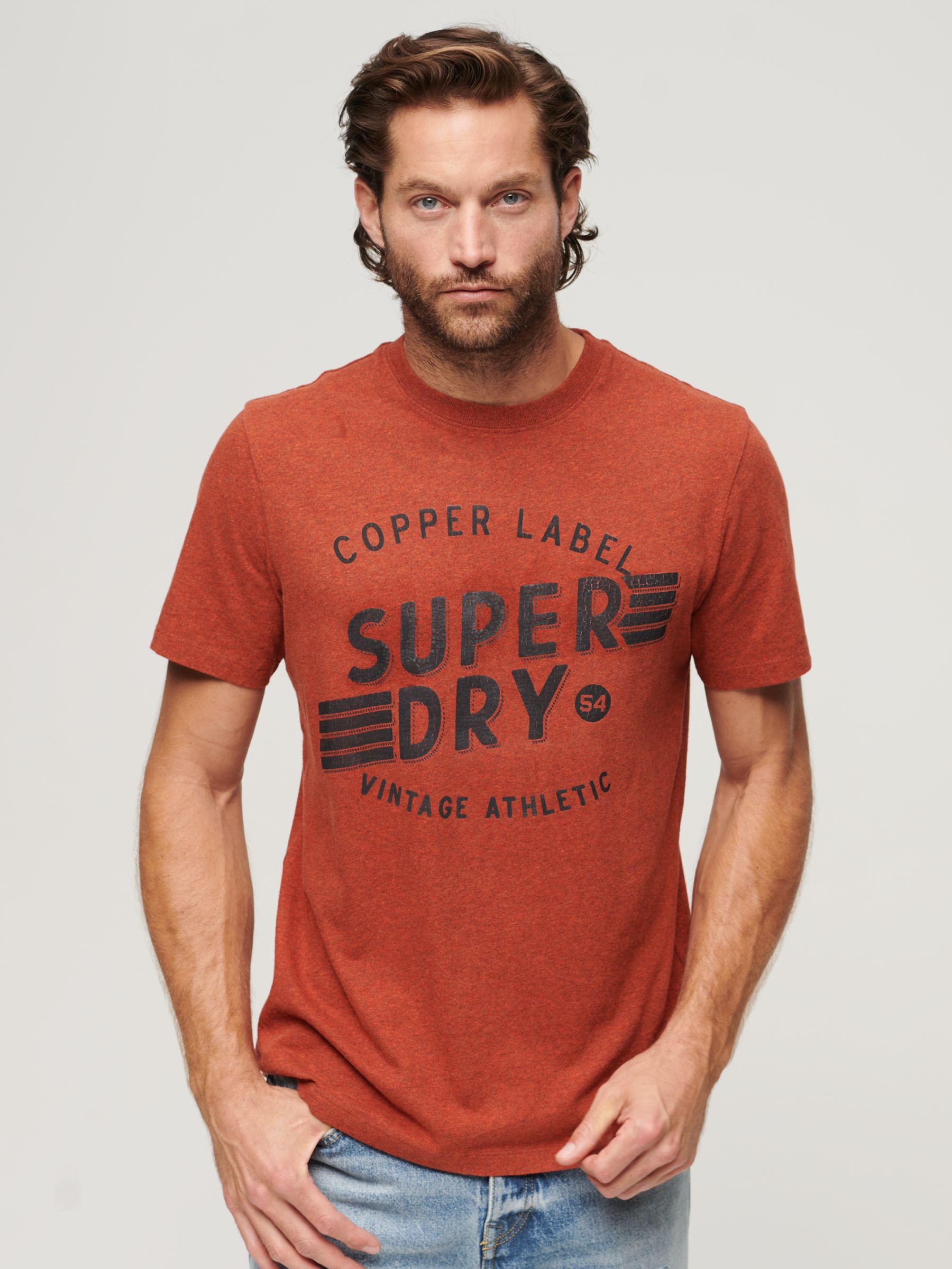 Superdry Copper Label Workwear T-Shirt, Copper Orange at John Lewis &  Partners