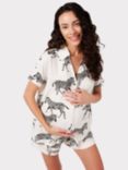 Chelsea Peers Zebra Short Shirt Maternity Pyjama Set, White