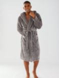 Chelsea Peers Fluffy Hooded Dressing Gown, Grey