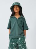 John Lewis Kids' Palm Tree Pocket Revere Collar Polo Shirt, Green