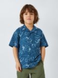 John Lewis Kids' Palm Jersey Print Short Sleeve Shirt, Blue