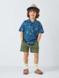 John Lewis Kids' Palm Jersey Print Short Sleeve Shirt, Blue