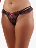 Wolf & Whistle Eliza Floral Embroidered Briefs, Black/Pink