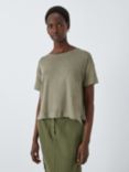 John Lewis Relaxed Linen Crew Neck T-Shirt, Khaki