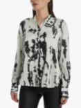 James Lakeland Tie Dye Satin Blouse, Black/White