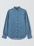 AND/OR Dempsey Frill Neck Denim Shirt, Mid Blue