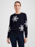 Hobbs Emberlynn Snowflake Wool Blend Jumper, Navy/Ivory