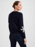 Hobbs Emberlynn Snowflake Wool Blend Jumper, Navy/Ivory