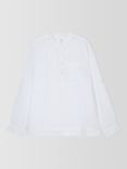 Linen Plain Grandad Collar Beach Shirt, White