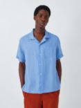 John Lewis Linen Short Sleeve Beach Shirt, Blue