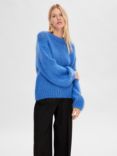 SELECTED FEMME Chunky Knit Wool Blend Jumper, Nebulas Blue