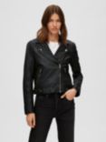 SELECTED FEMME Leather Jacket, Black