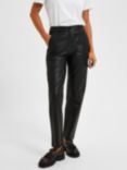 SELECTED FEMME Straight Cut Leather Trousers, Black