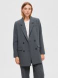 SELECTED FEMME Myla Relaxed Double Breast Pin Stripe Blazer, Grey Melange