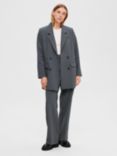 SELECTED FEMME Myla Relaxed Double Breast Pin Stripe Blazer, Grey Melange