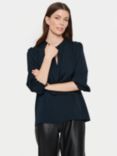 Saint Tropez Nunni 3/4 Sleeve Band Collar Blouse, Black