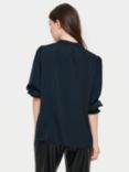 Saint Tropez Nunni 3/4 Sleeve Band Collar Blouse, Black